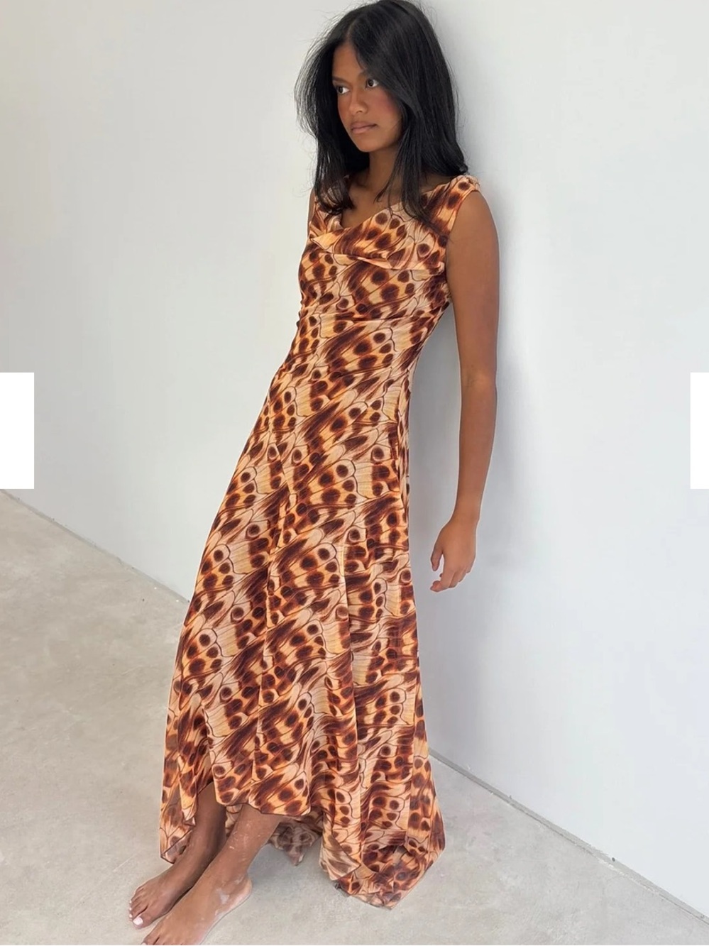 Sleeveless Brown Printed Maxi Dress - Elegant Summer Style